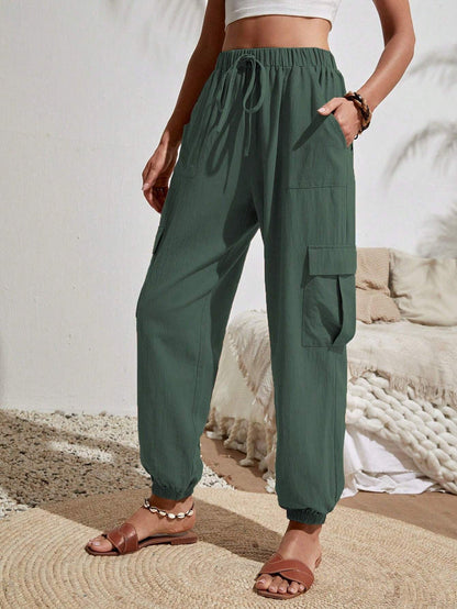 Women'S Spring And Summer New Versatile Solid Color Pocket Casual Cargo Women'S Pants