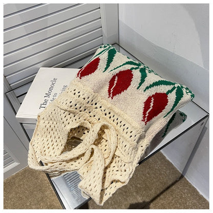 Vintage Flower Jacquard Knit SHoulder Bag