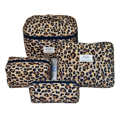 Large Capacity Leopard Print Quilted Makeup Bag
