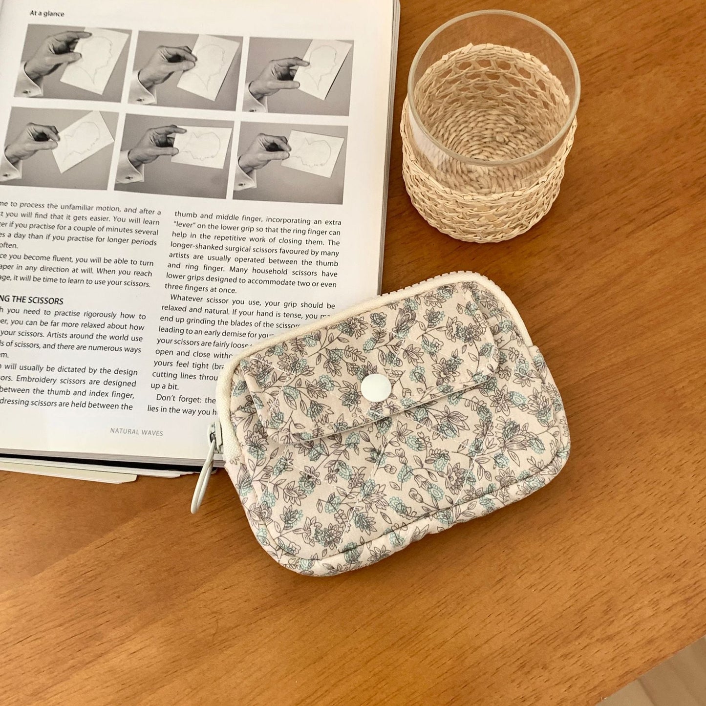 Multi-Functional Quilted Card Holder with Floral Print