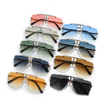 Retro Square Frame Unframed Sunglasses for Men