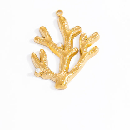Coral Seashell Pendant 18K Gold Plated Stainless Steel Ocean Vacation Jewelry
