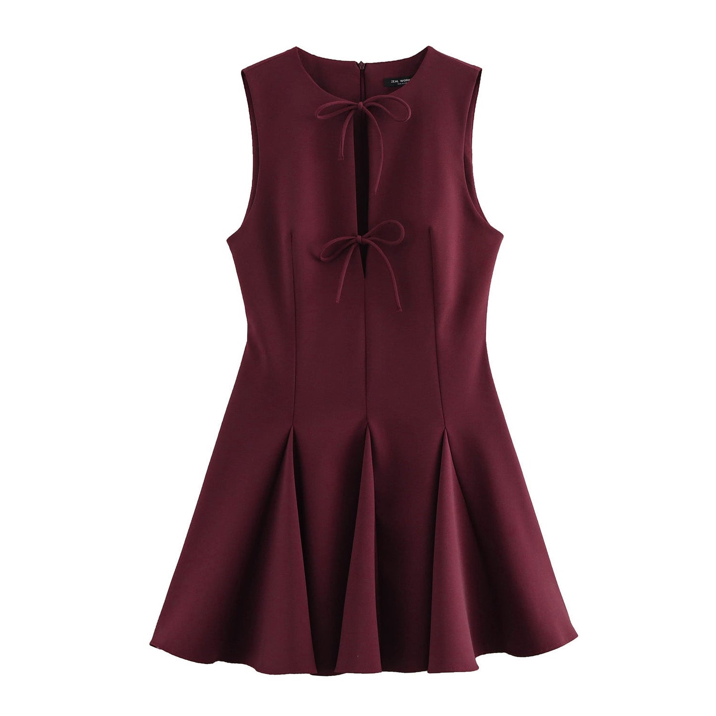 Vintage Sleeveless Bow Mini Dresses