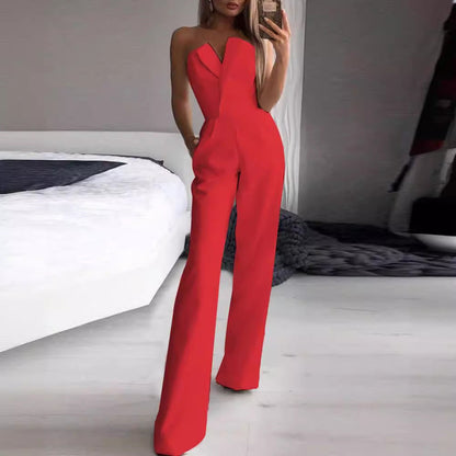 Elegant Maxi Jumpsuit With Mandarin Collar, Casual Comfort