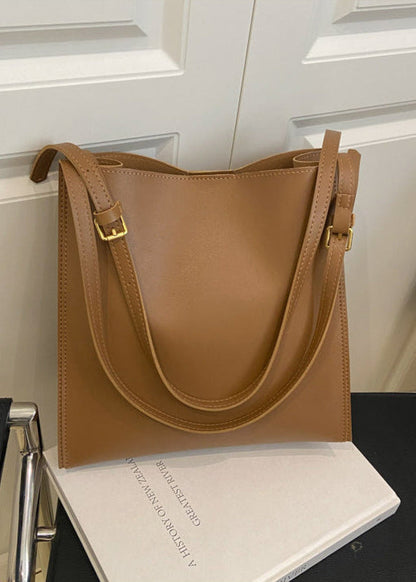 Structured PU Leather Tote With Shoulder Strap