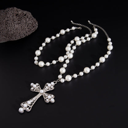 Cyberpunk Style Cross Necklace With Layered Design