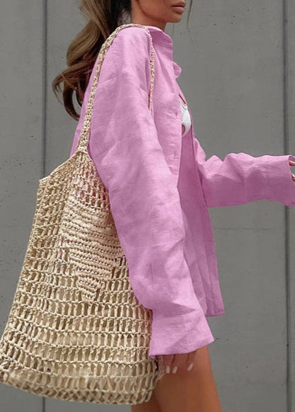 Linen Shirt and Shorts Set in Soft Pink