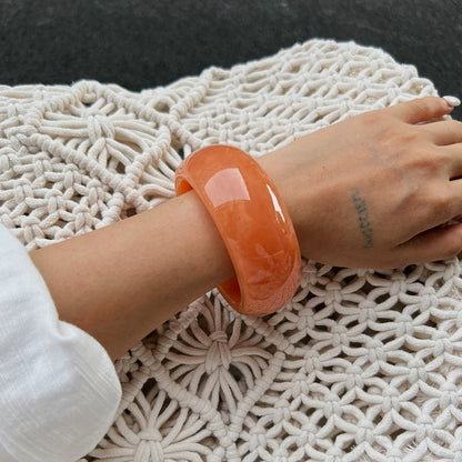 Trendy Red Glossy Open Cuff Bracelet Minimalist Design Spring Handband for Women