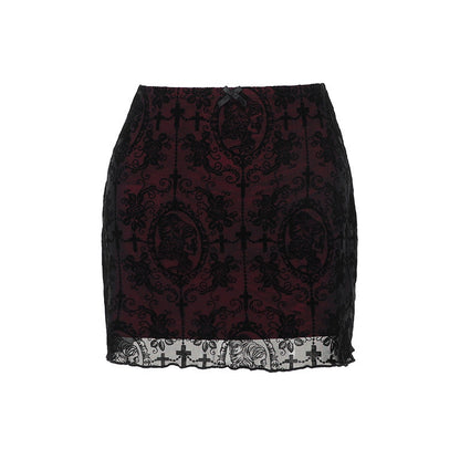 Black Velvet Bodycon Skirt Double Layered for Casual Chic