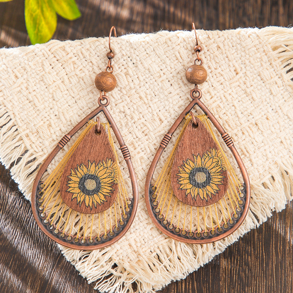 Trendy Bohemian Tassel Earrings Set in Brown