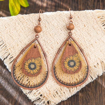 Trendy Bohemian Tassel Earrings Set in Brown