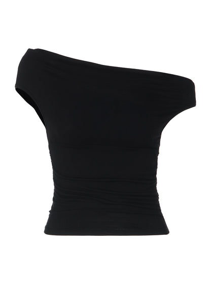 Asymmetrical One-Shoulder Fitted Top for Trendy Women