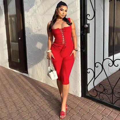 Sexy Crop Top and Short Set with Straps â€?Casual Street Style