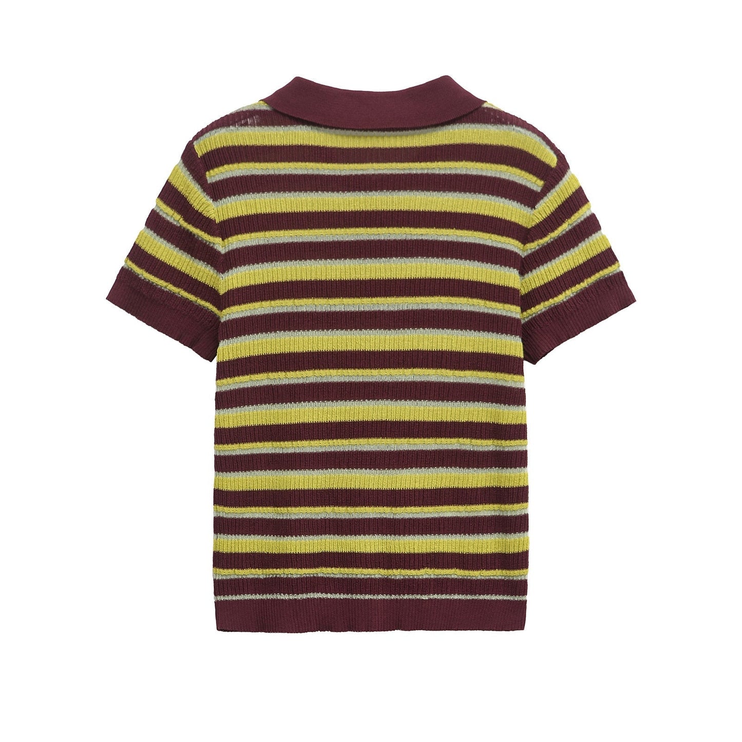 Color Block Striped Short Sleeve Knit Top