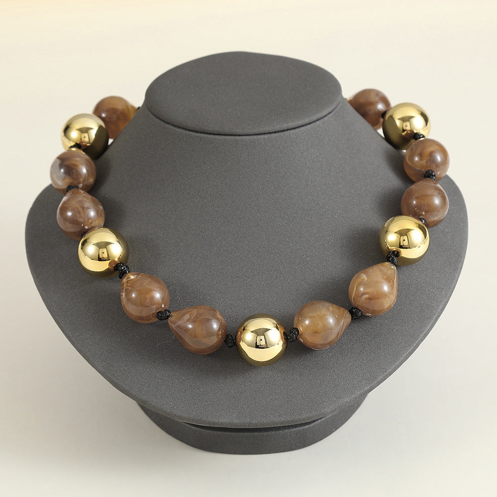 Bold Punk Color Block Necklace - Handmade Acrylic Bead Statement Jewelry