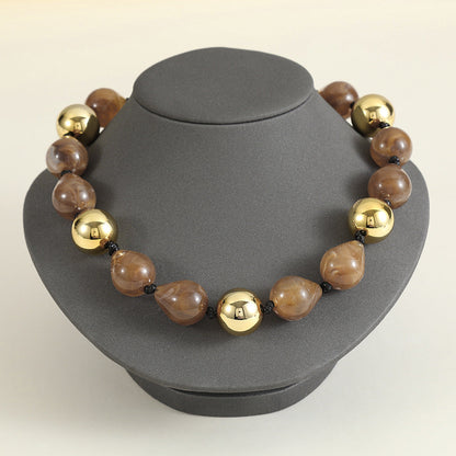 Bold Punk Color Block Necklace - Handmade Acrylic Bead Statement Jewelry