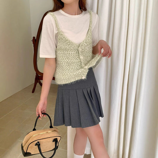 Button-Front Knit Camisole Top Casual Loose Fit