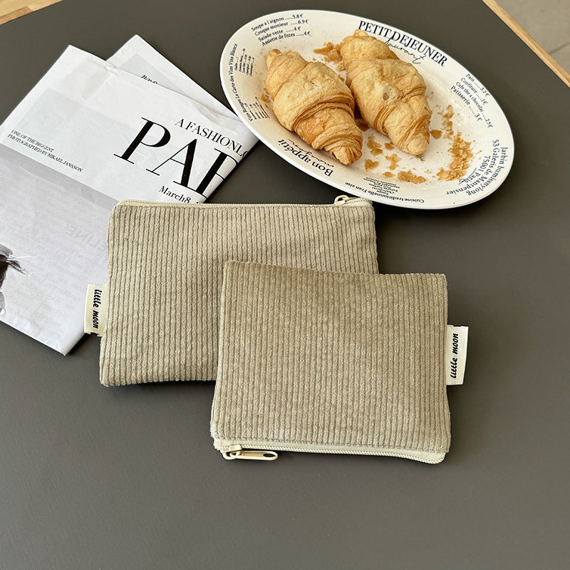 Corduroy Makeup Bag Mini Portable Storage Pouch