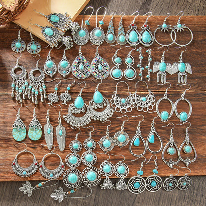 Bohemian Turquoise Earrings Vintage Style