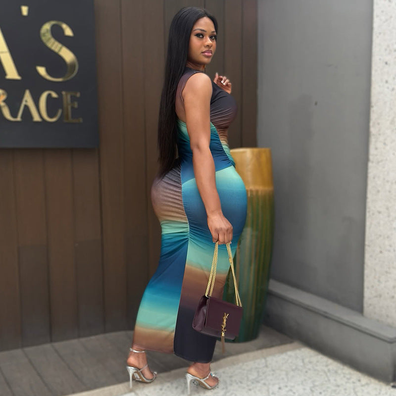 Sexy Bodycon Dress With Color Block Design