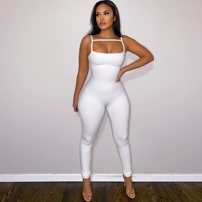 Trendy Solid Color Slim Fit Jumpsuit for Women