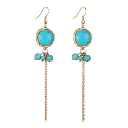 Ethnic Turquoise Earrings Feature Copper Wire Handmade Tibetan Earrings Retro Earrings Ear Clip Earrings