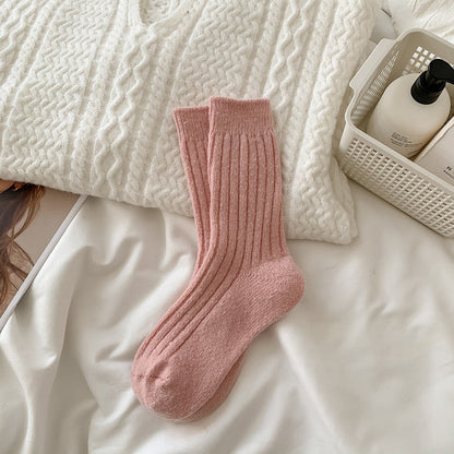 Casual Solid Color Thicken Plush Crew Socks