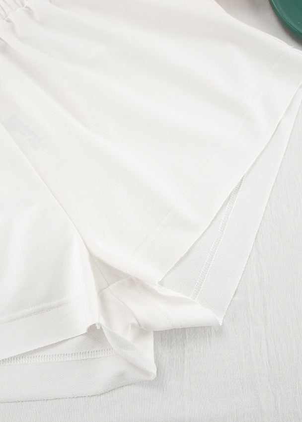Cozy White Cotton Lounge Set With Teddy Print