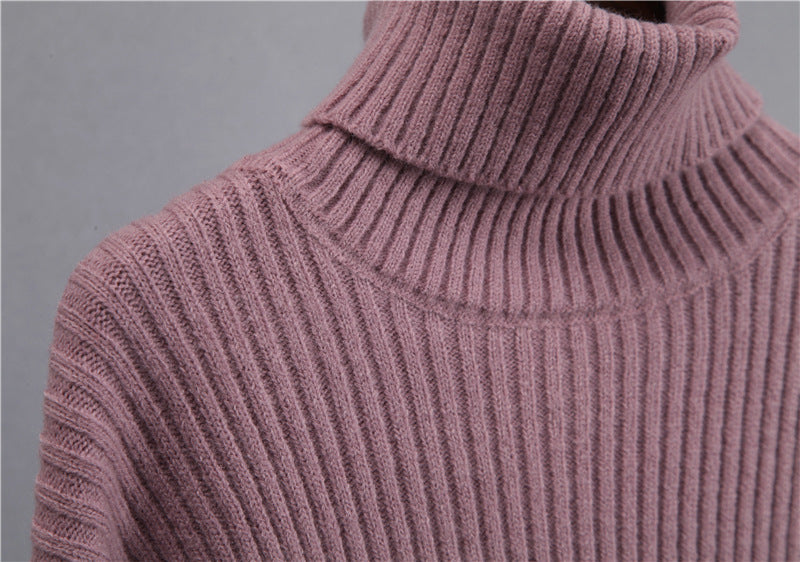 Ribbed Knit Turtleneck Sweater Midi Skirt Set