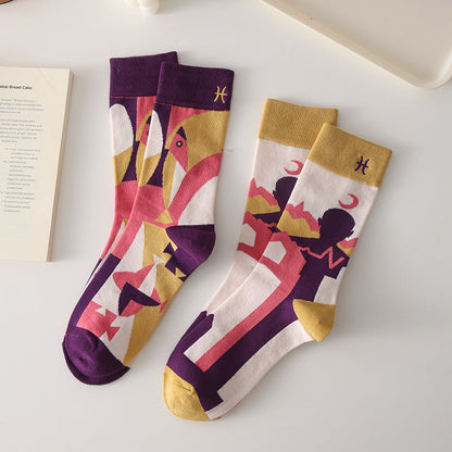Rufia - 4 Pairs Zodiac Sign Socks