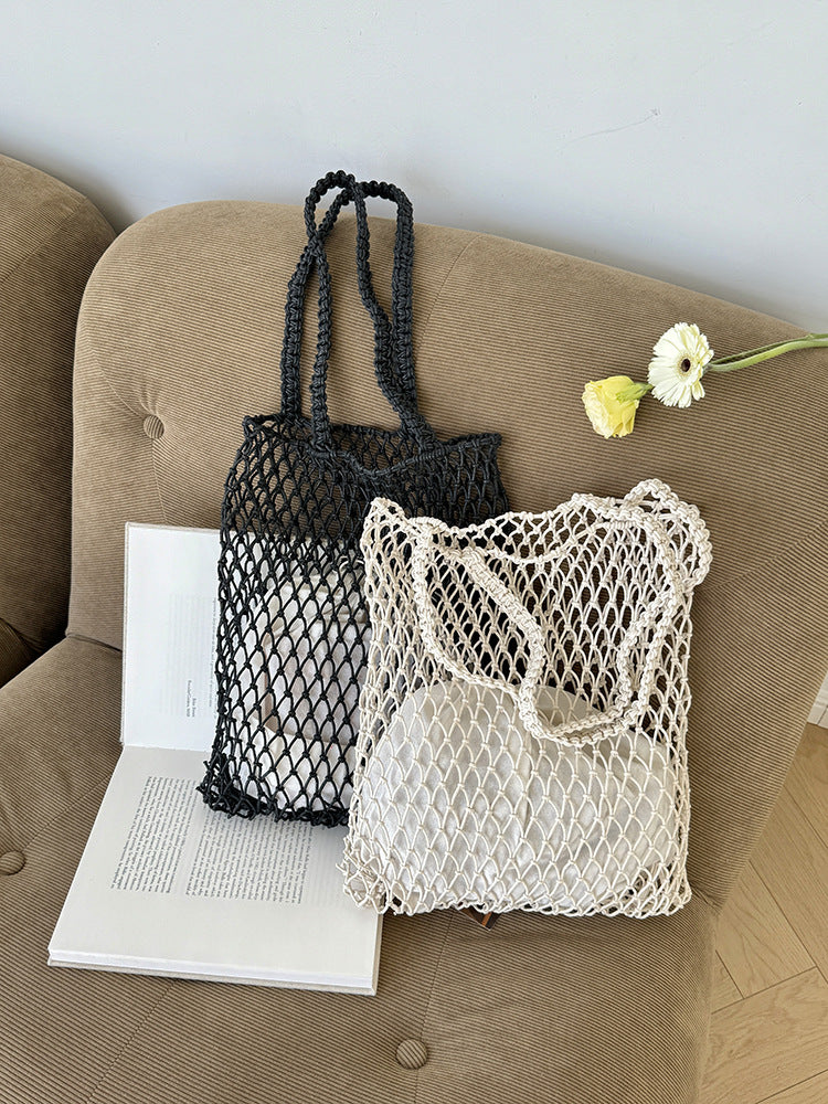 Trendy Woven Tote Bag Stylish Casual Vacation Handbag