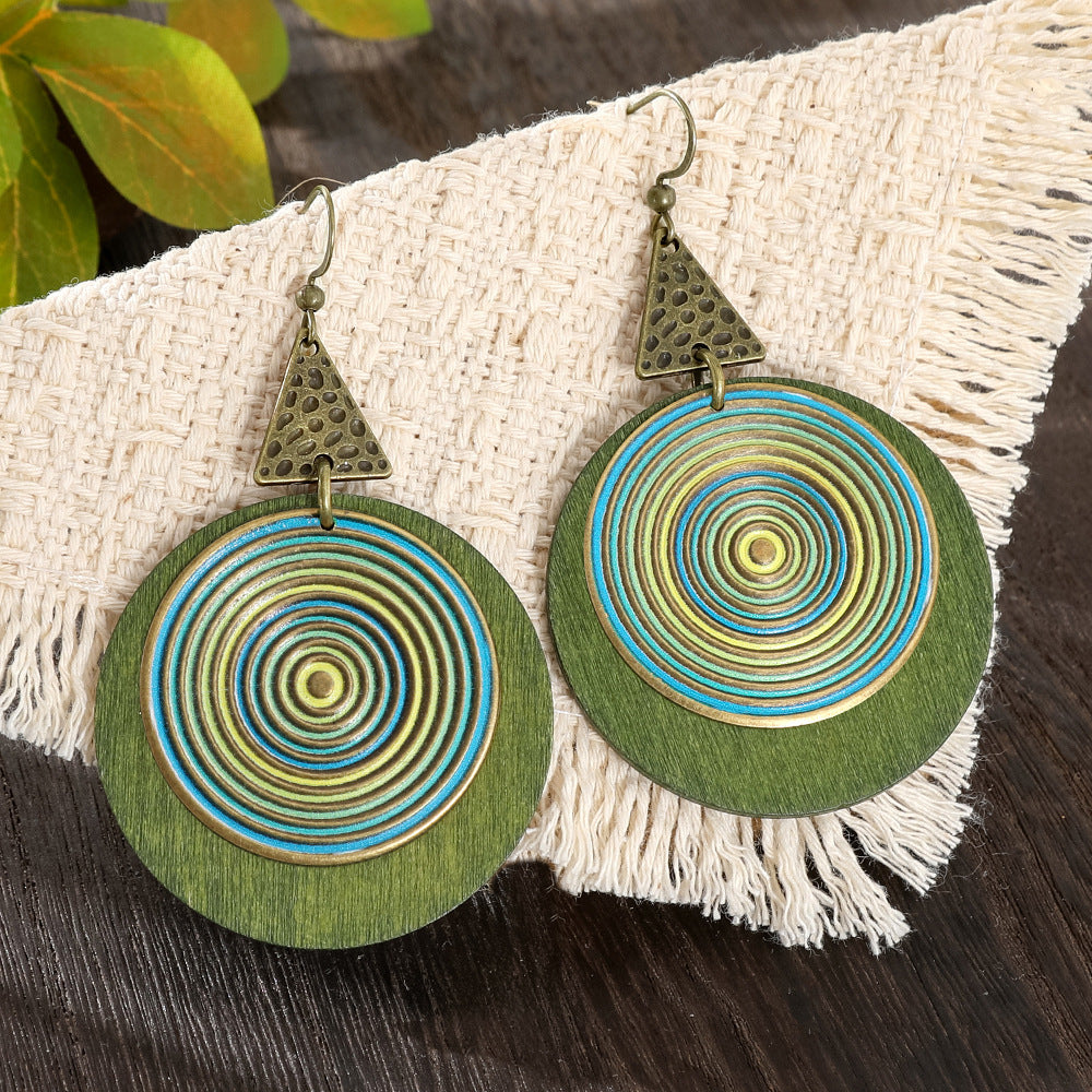 Bohemian Holiday Style Geometric Earrings Colorful Statement Earrings