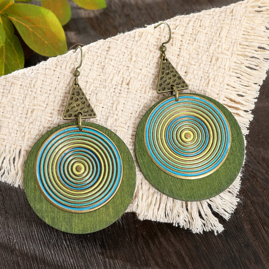 Bohemian Holiday Style Geometric Earrings Colorful Statement Earrings