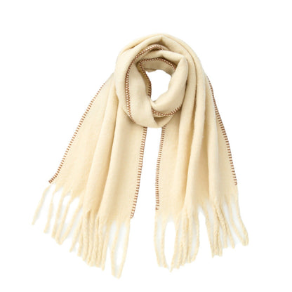 Warm Plush Thick Cashmere Fringe Winter Scarf