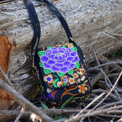 Ethnic Style Bag Small Bag Women'S New Mini Diagonal Canvas Small Squareflower Versatile Mobile Phone Coin Purse