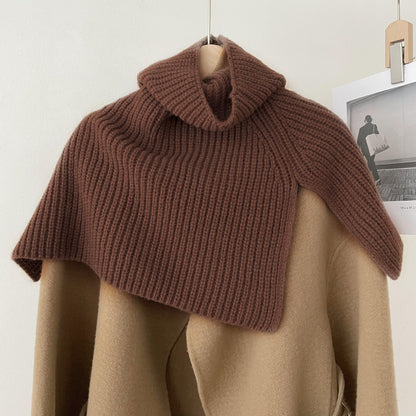 High Collor Split Solid Color Knit Scarve