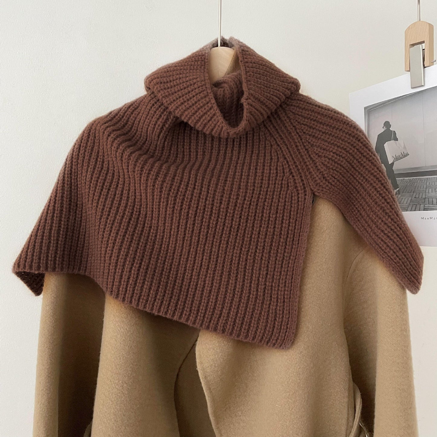 High Collor Split Solid Color Knit Scarve