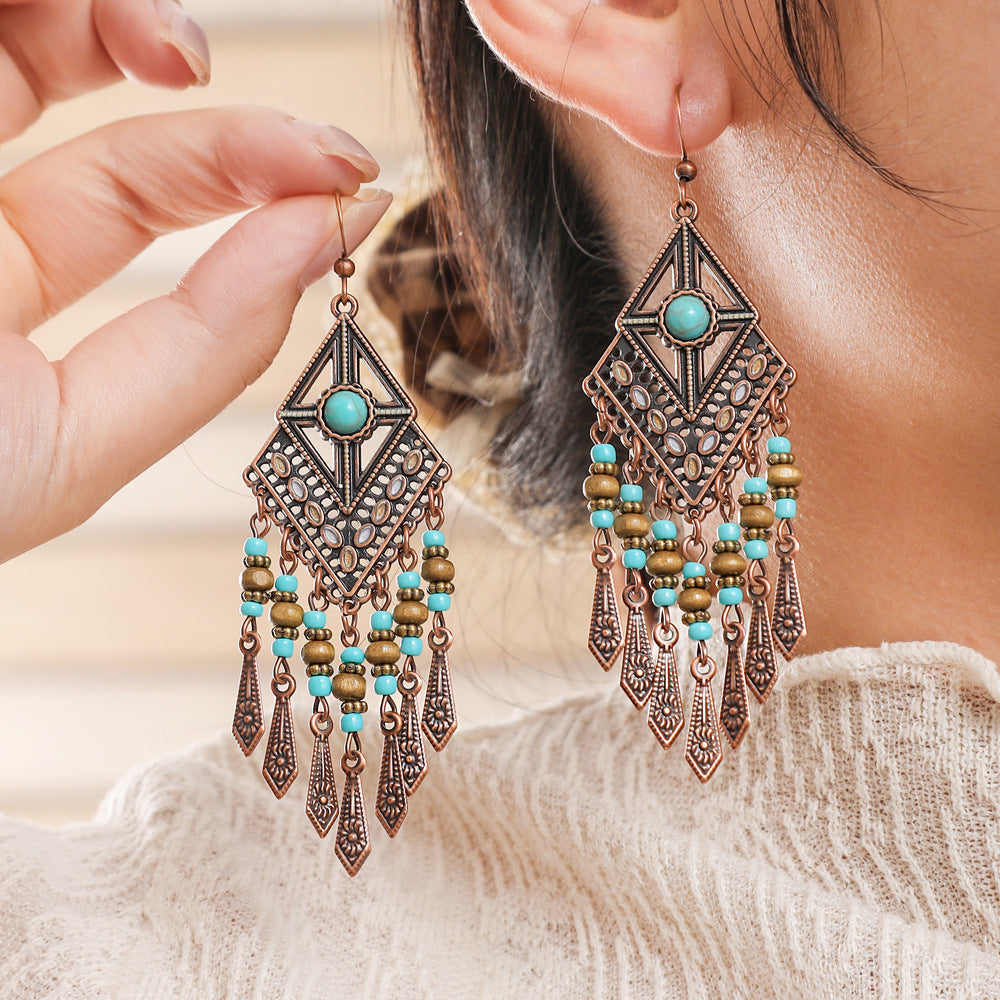 Trendy Geometric Tassel Earrings Fashionable Accessories