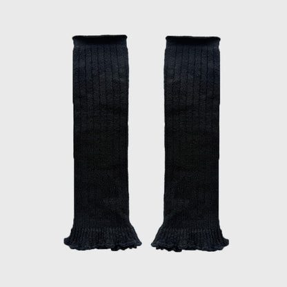 Handmade Wool Blend Knitted Lace Mid-Calf Socks