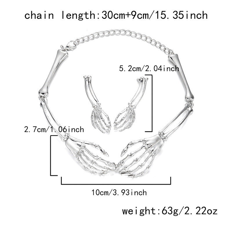 Halloween Stylish Skeleton Skull Claw Necklace
