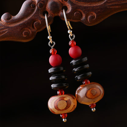 New National Style Earrings Dzi Beads Accessories Tremella Hook Ear Clip Literature And Leisure