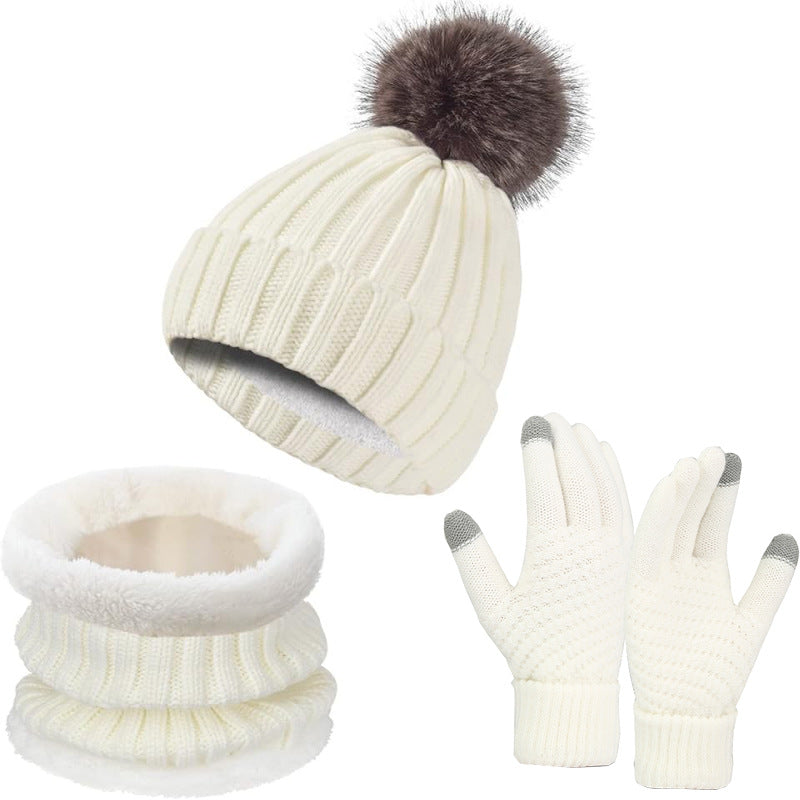 Warm Knitted Winter Scarf, Hat, and Gloves Set