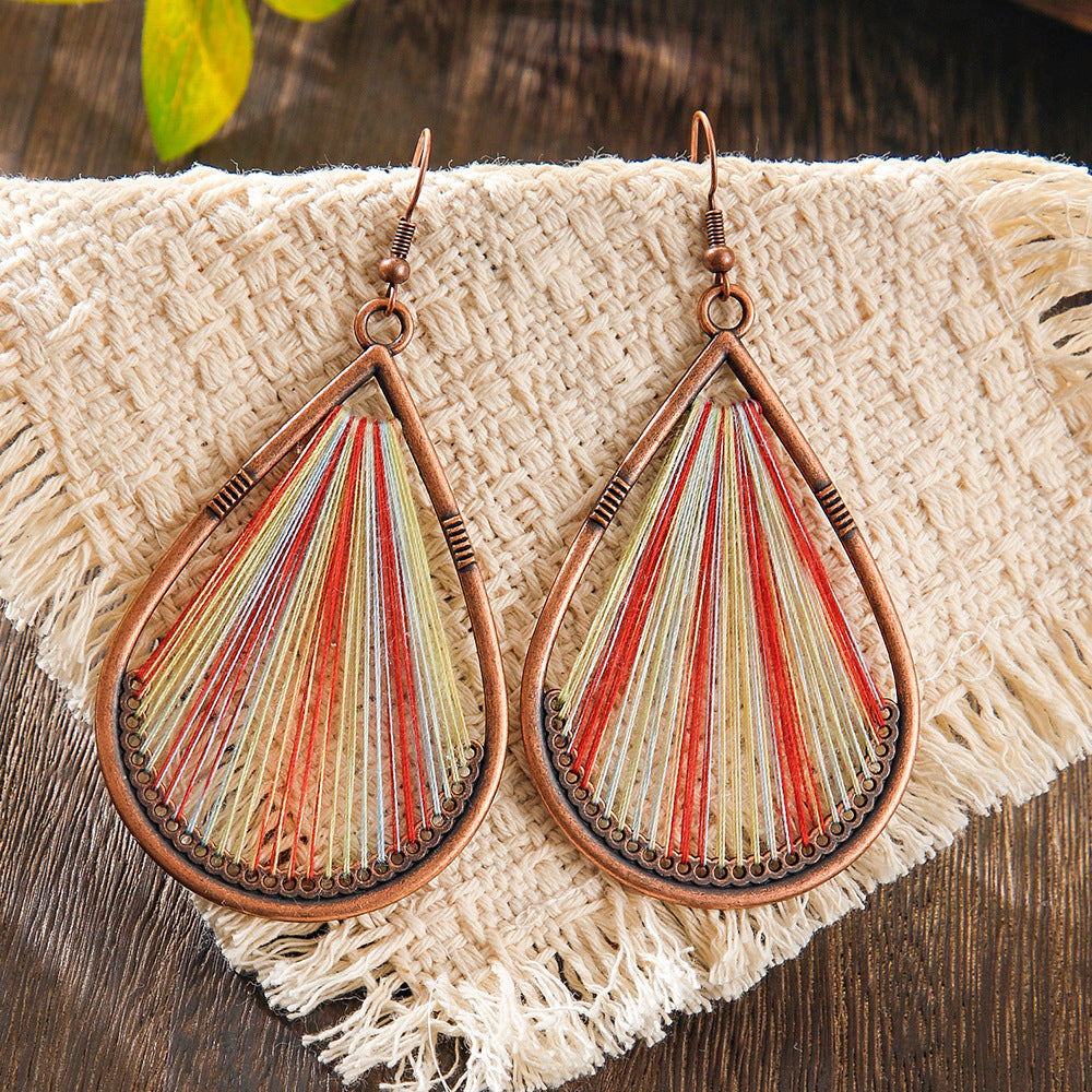 Bohemian Geometric Colorful Hoop Earrings Retro Style