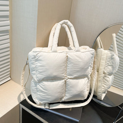 Soft Quilted Nylon Tote Bag Stylish Casual Handbag