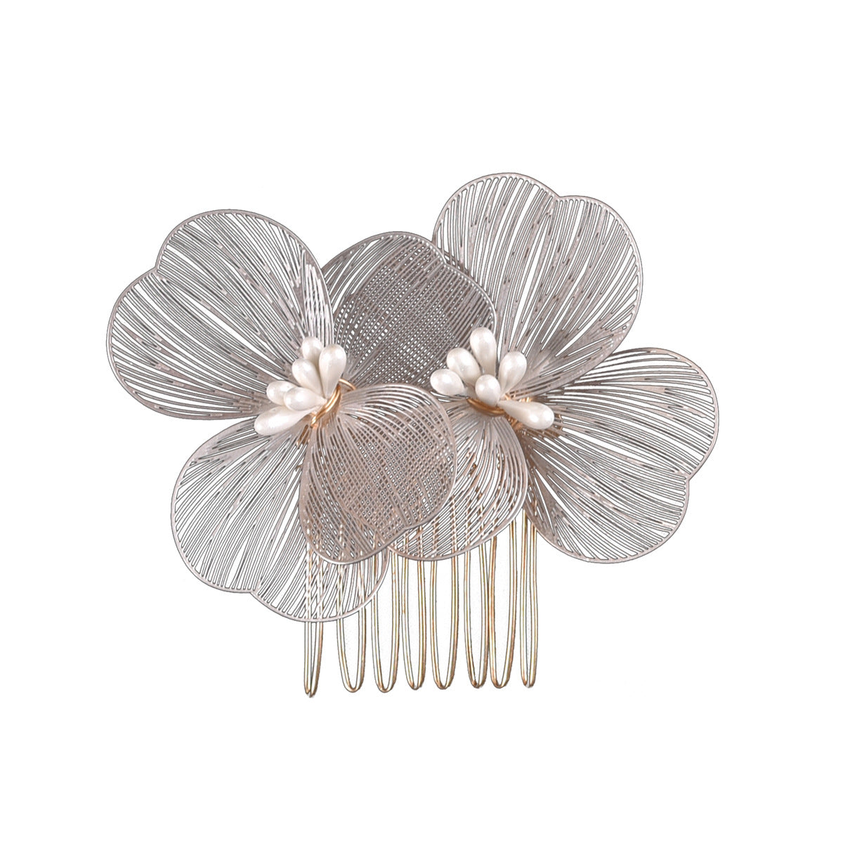 Bridal Hair Accessories Gold Floral Comb Vintage Retro Design