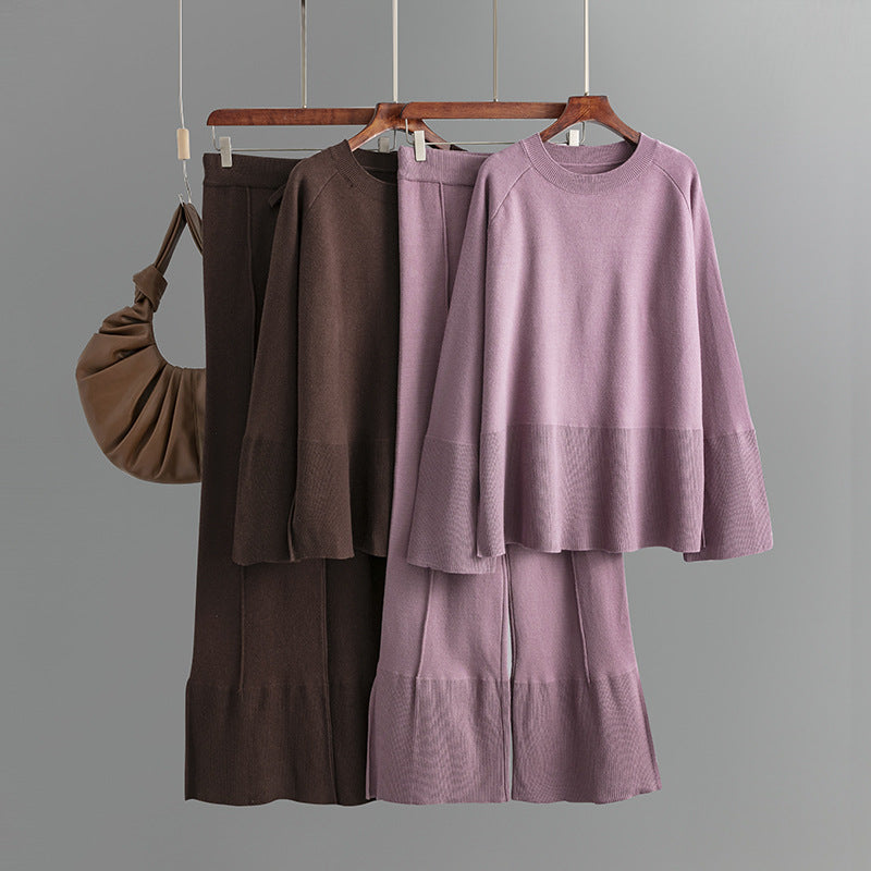 2+ Round Neck Side Split Knit Sets