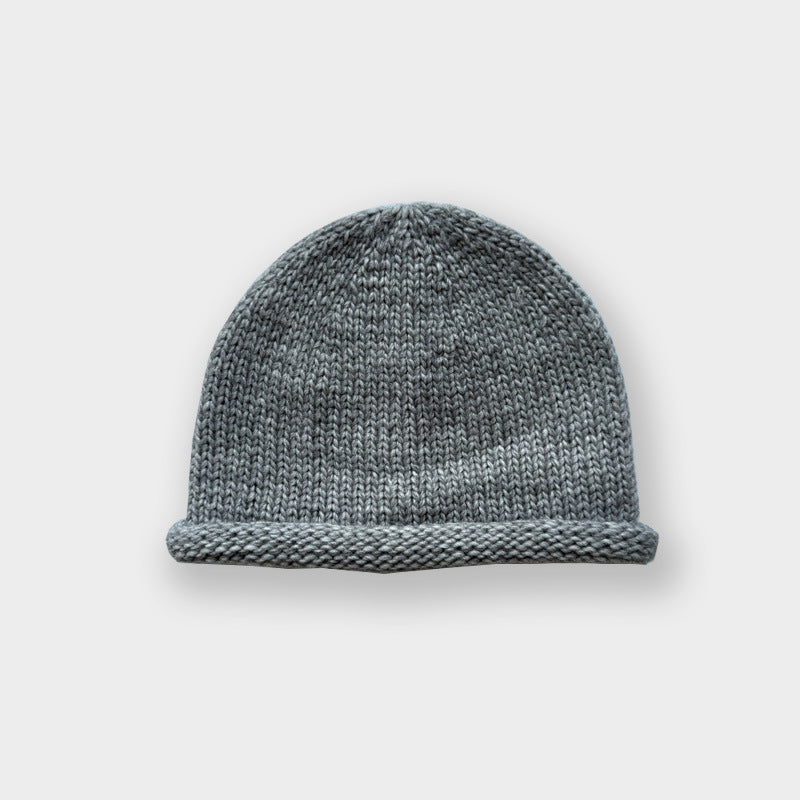 Solid Color Knitted Wool Beanie Hat for Men and Women