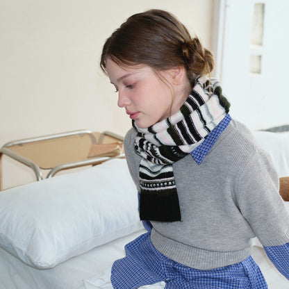 Multicolor Striped Wool Blend Scarf for Women