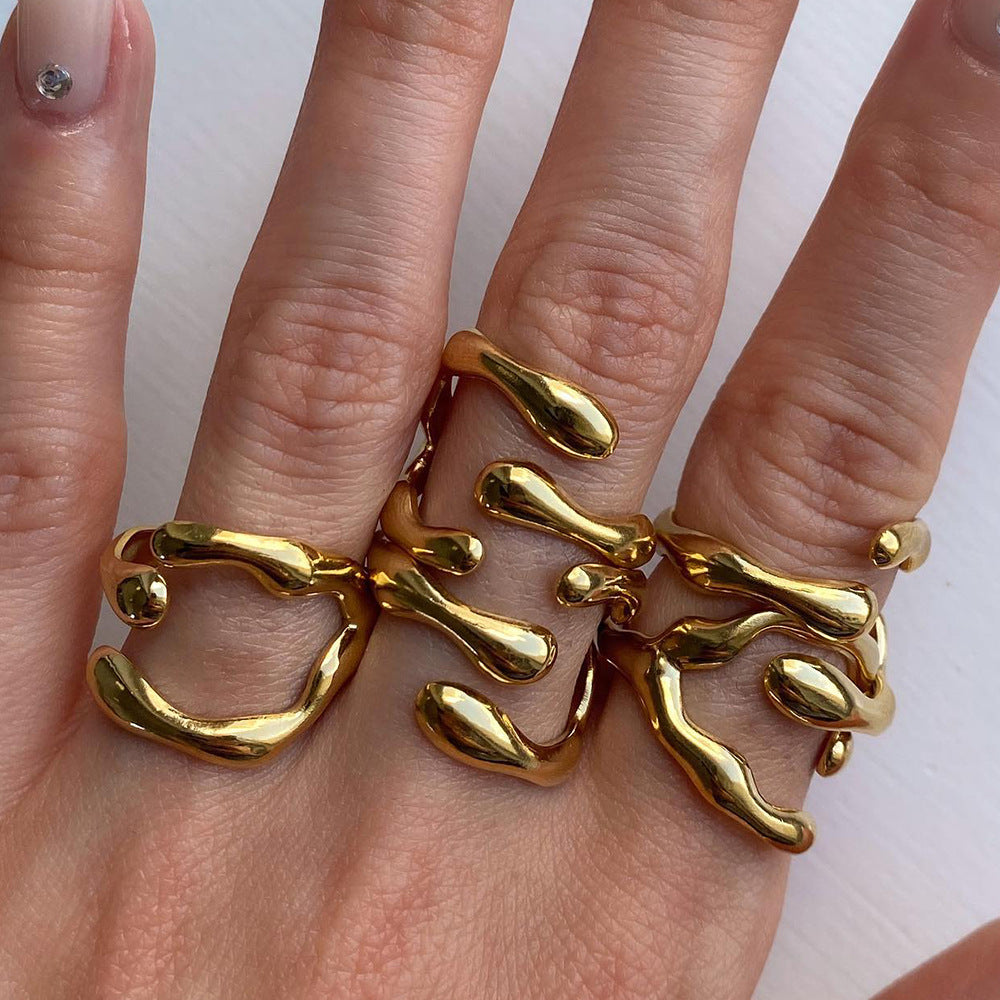 Irregular Adjustable Punk Simple Rings