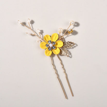 Bridal Floral Hair Accessories Forest Style Blue Flower Hairpin Wedding Hairpiece